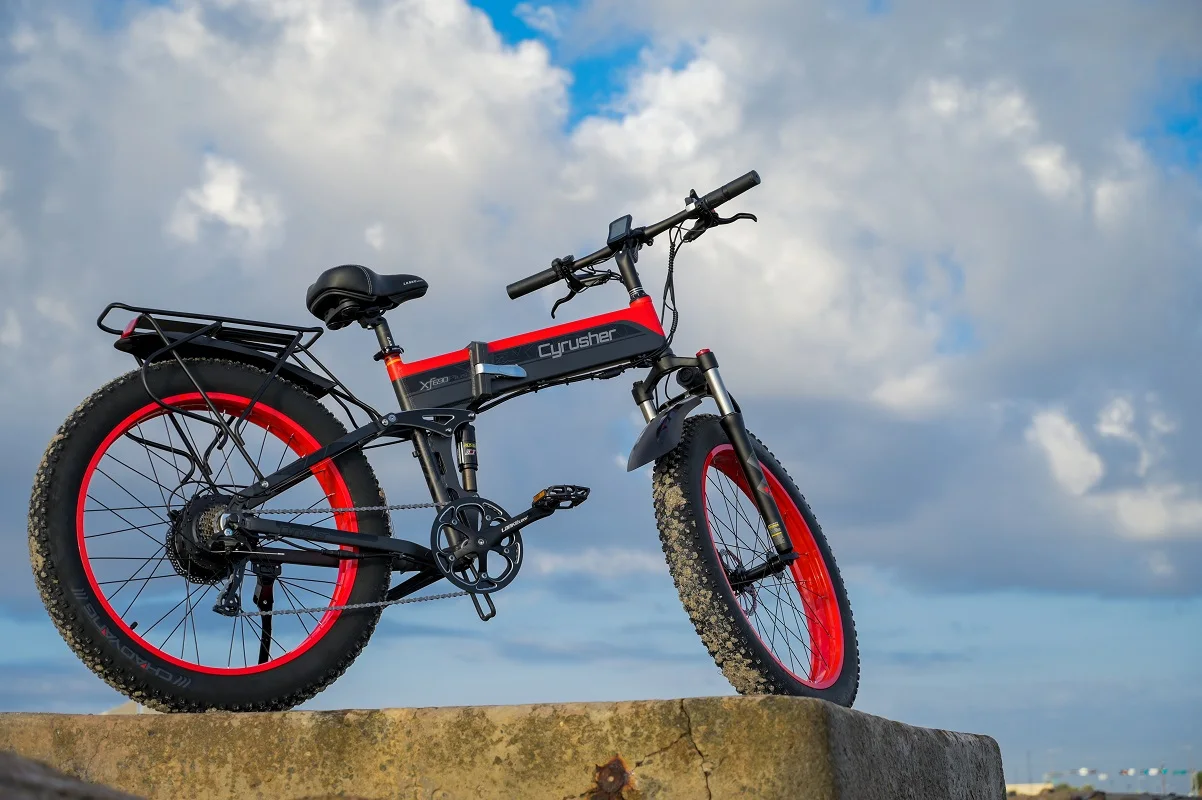 Preise Cyrusher XF690 Folding Fett Reifen Elektrische Fahrrad 48V 1000W 12,8 AH Für Erwachsene Faltbare Schnee Fahrrad Motorisierte Mit Full Suspension