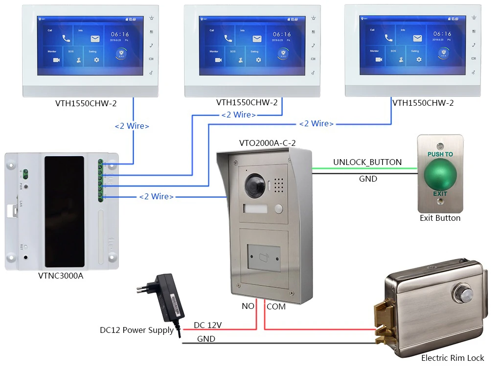 2-провод VTO2000A-C-2 модуль дверной звонок, работа с VTH1550CHW-2 и VTNC3000A, ip видеосвязь, ip-домофон, SIP дверной Звонок