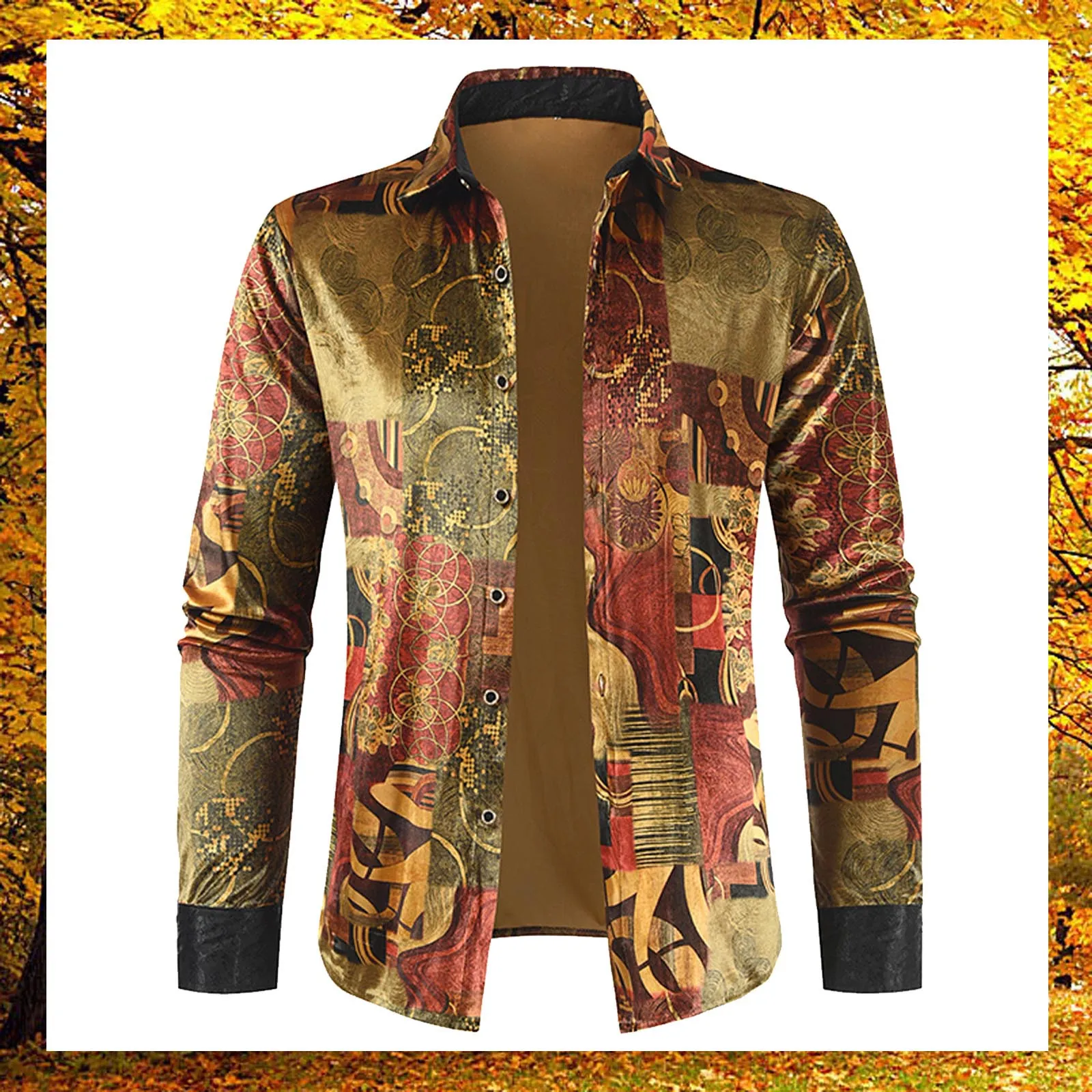 

Футболка мужская с длинным рукавом, Стильная приталенная рубашка с принтом, топ, рубашка на пуговицах, повседневная одежда на осень