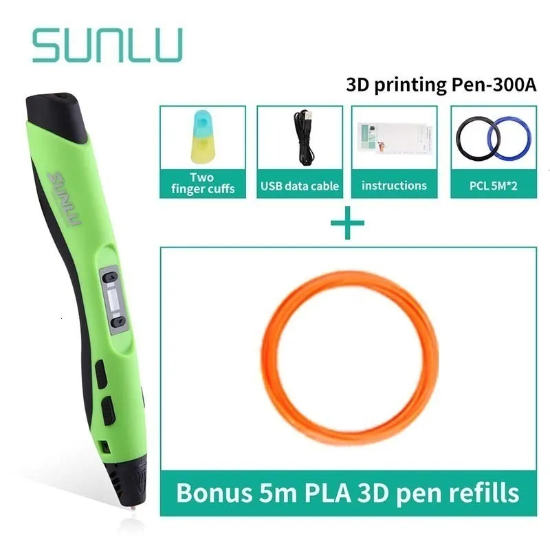 SUNLU 3D печать Ручка для детей строчка с PLA нити заправки Подарочная коробка набор низкая температура 3D ручки для рисования