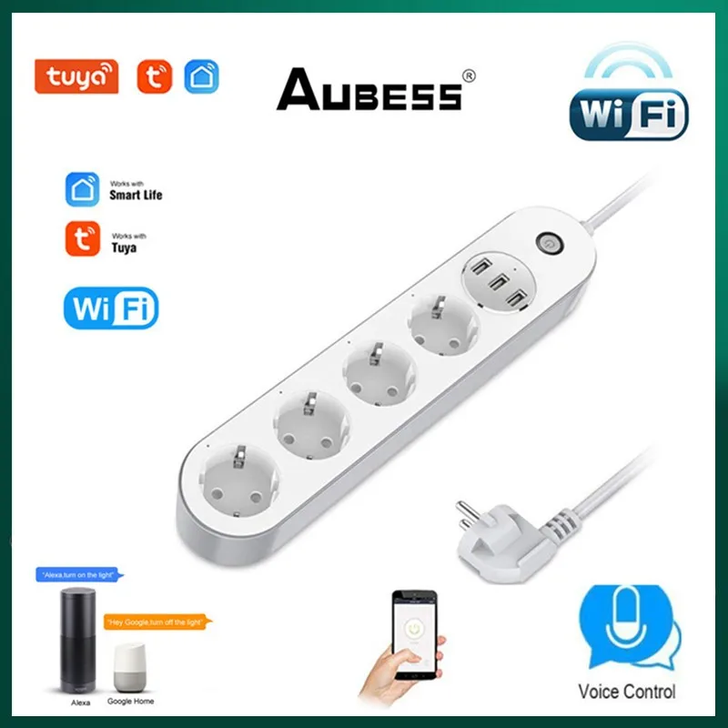 

Умный удлинитель с Wi-Fi, 4 евророзетки, 3 USB-порта для зарядки