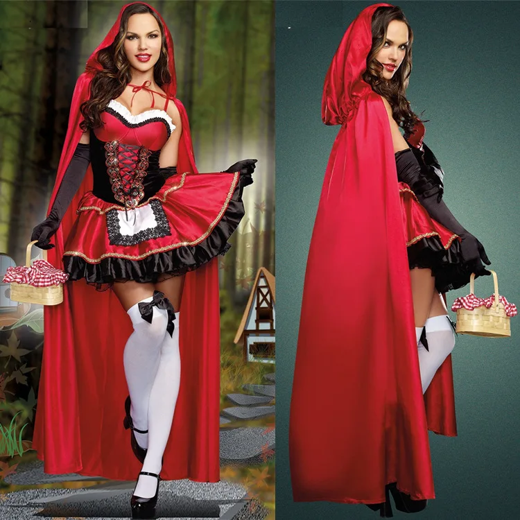 

Spot Little Red Riding Hood Queen Cloak Adult Cosplay Halloween Costume