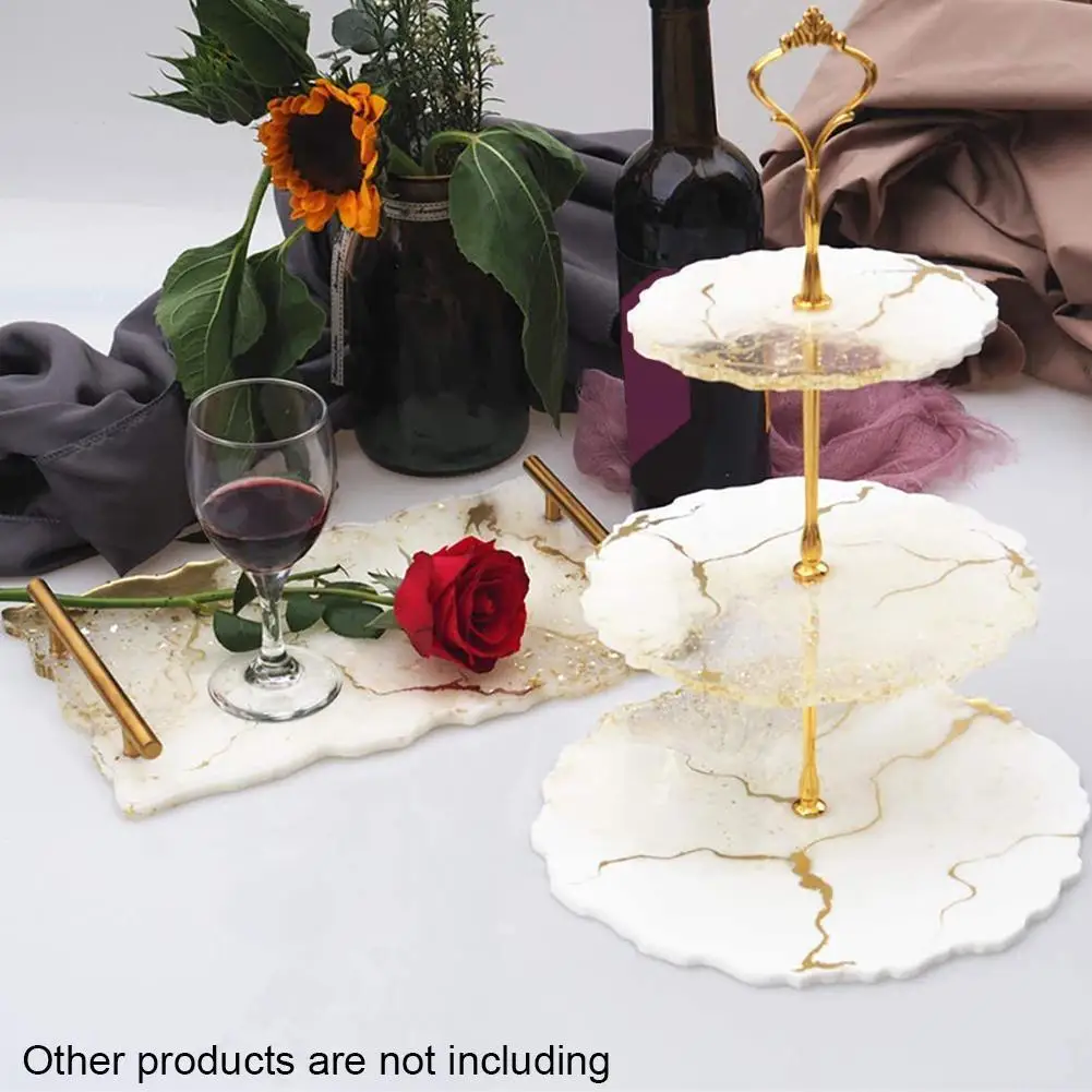 

DIY Crystal Epoxy Wavy Swing Table Tray Silicone Mold Large, Medium And Small Three-layer Round Flower-shaped Fruit Tray Mold
