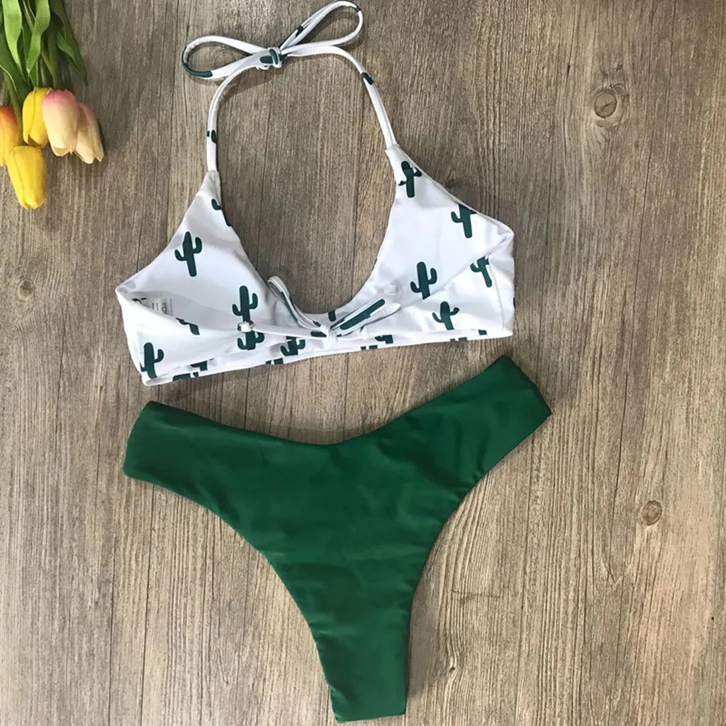 Купальник бикини с бандо женский купальник пуш ап женское микро принтом кактуса