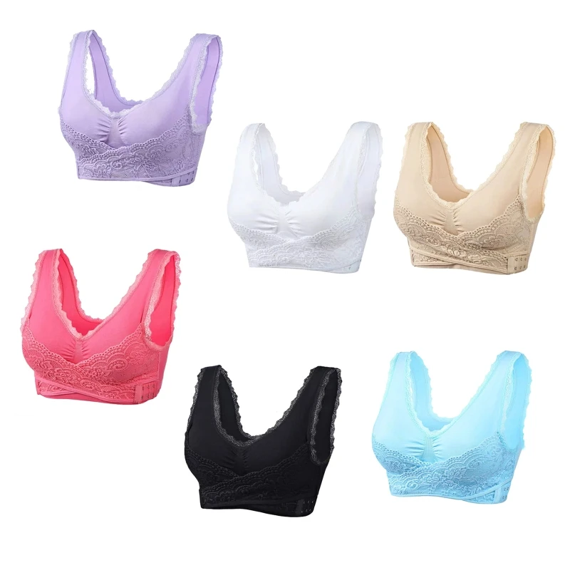 

Women Plus Size Sports Bra Front Criss Cross Side Buckle Lace Yoga Bralette Wireless Push Up Seamless Underwear Tank Top