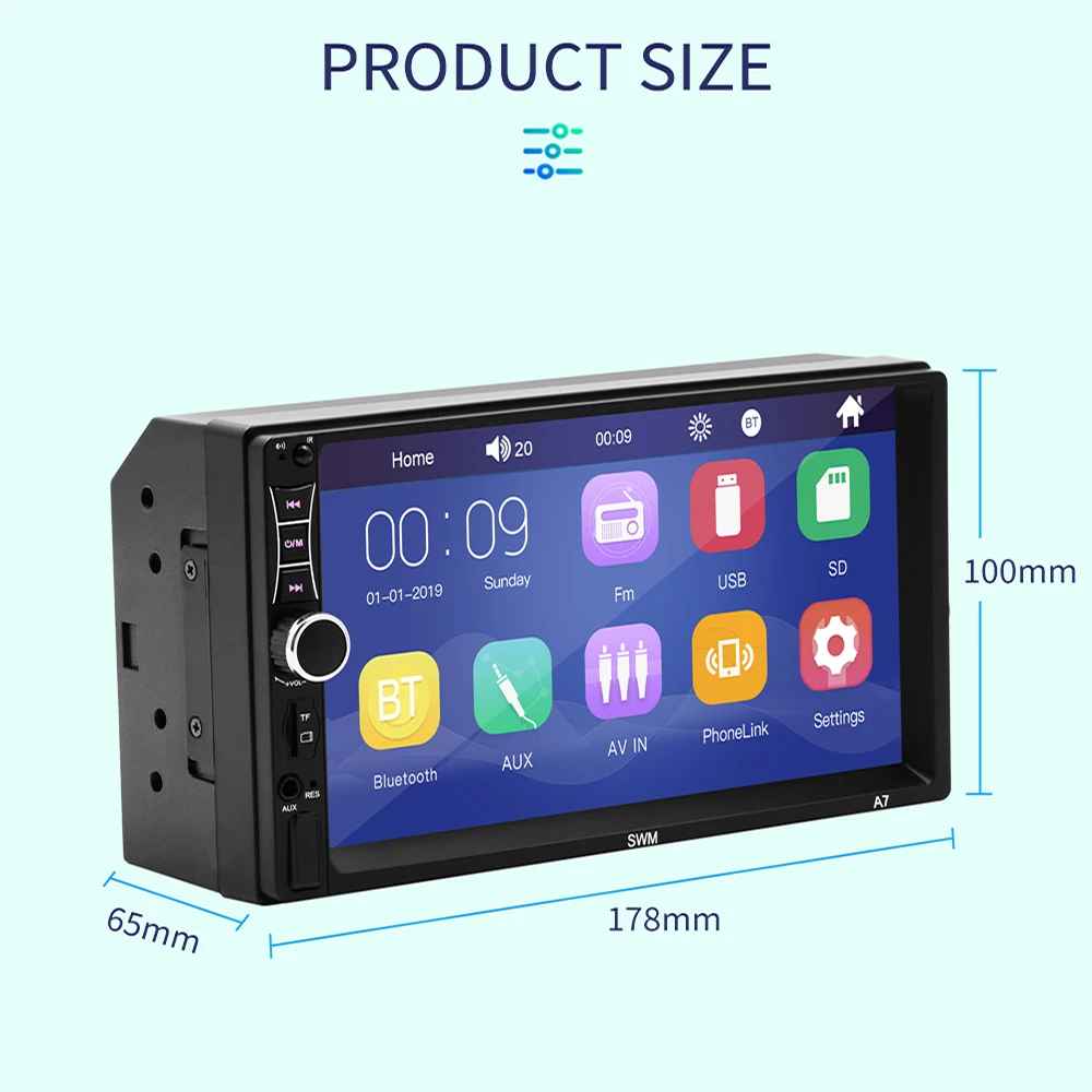 7 дюймов двойной DIN сенсорный экран автомобиля стерео MP5 плеер FM авто радио видео