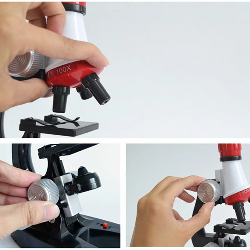 

Microscope Kit Lab LED 100X-400X-1200X Home School Science Educational Toy Gift Refined Biological Microscope For Kids Child New