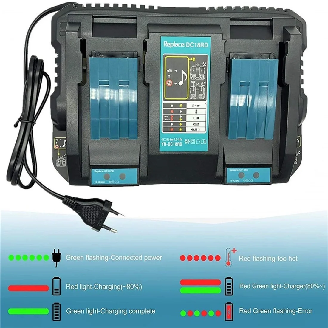 

Зарядное устройство 3 А для Makita 14,4 в 18 в BL1860 BL1845 BL1830 BL1430 DC18RC DC18RA Li-Ion US EU вилка