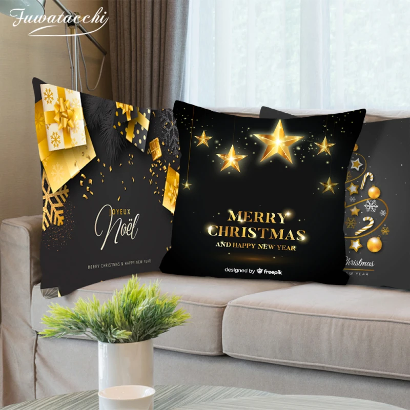 

Fuwatacchi Merry Christmas Cushion Cover Double Sides Printed Xmas Tree Deer Pillow Covers Home Sofa Car Decor Throw Pillowcases