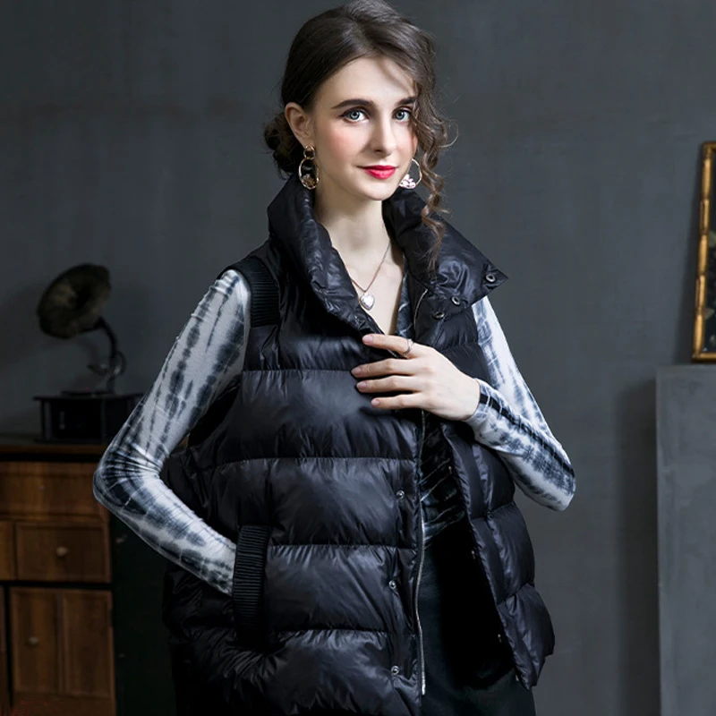 2021 New Winter Women Waistcoat Thick Warm Sleeveless Down Jackets Ladies Fashion Solid Color Vest Coat Outerwear Female Clothes