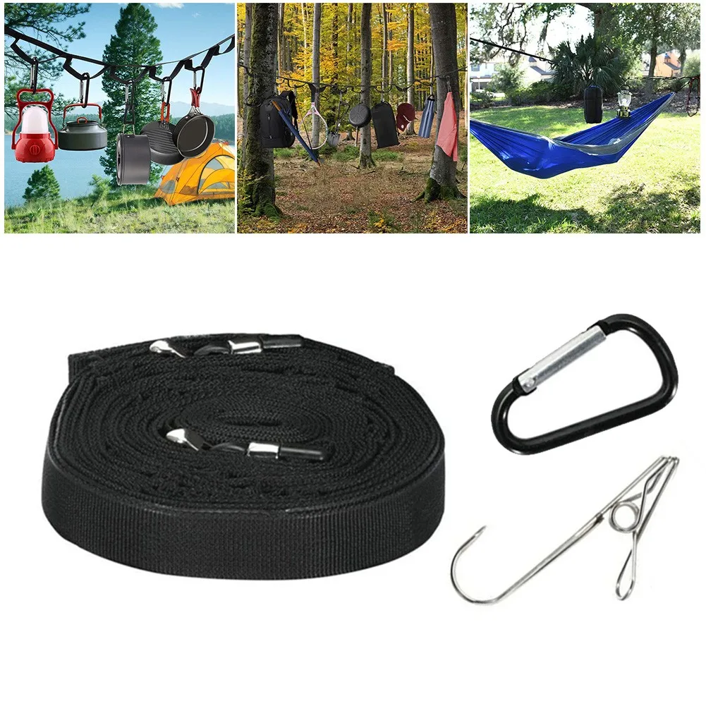 

Outdoor Camping Tent Lanyard Rope 190cm Hanging Clothesline With D-shaped Carabiners Camping Picnic Fishing Sccessories