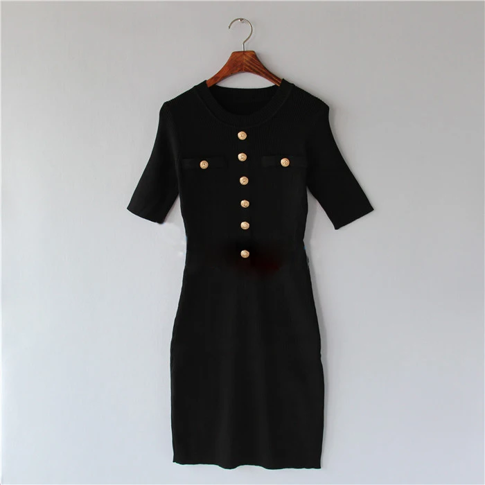 Bodycon Knitted O-neck Casual Collar White and Black Mini Short Sleeve Women khaki Pencil Dress Autumn | Женская одежда