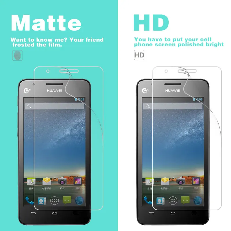

Прозрачная глянцевая пленка HD для Huawei G300, G300C, G305T, G306T, G309T, G330C, G350, G510, G520, G521, G526, G527, G530, Матовая Антибликовая пленка