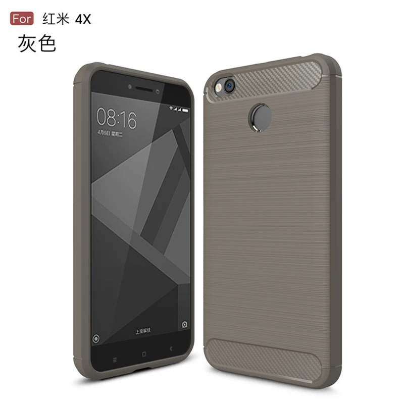 Классический чехол из углеродного волокна для Xiaomi Redmi 4X, противоударный чехол для телефона Redmi 4 X, чехол 360, полная защита, бампер - Цвет: Серый