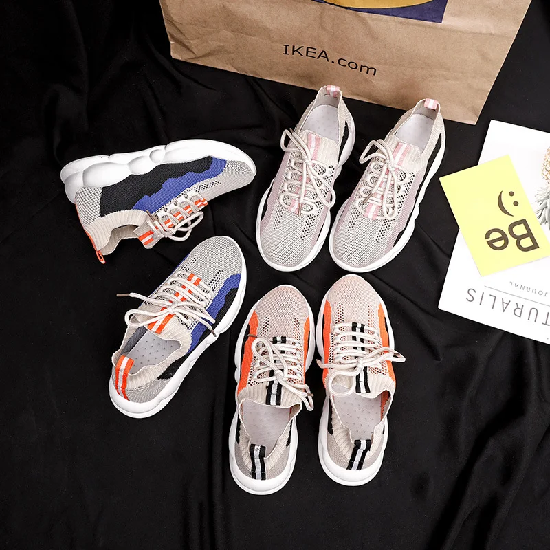 

2020 весна спортивная обувь для женщин для студенток; Мягкая обувь Женский ins, повседневные, на шнуровке, круглый носок, удобная повседневная о...
