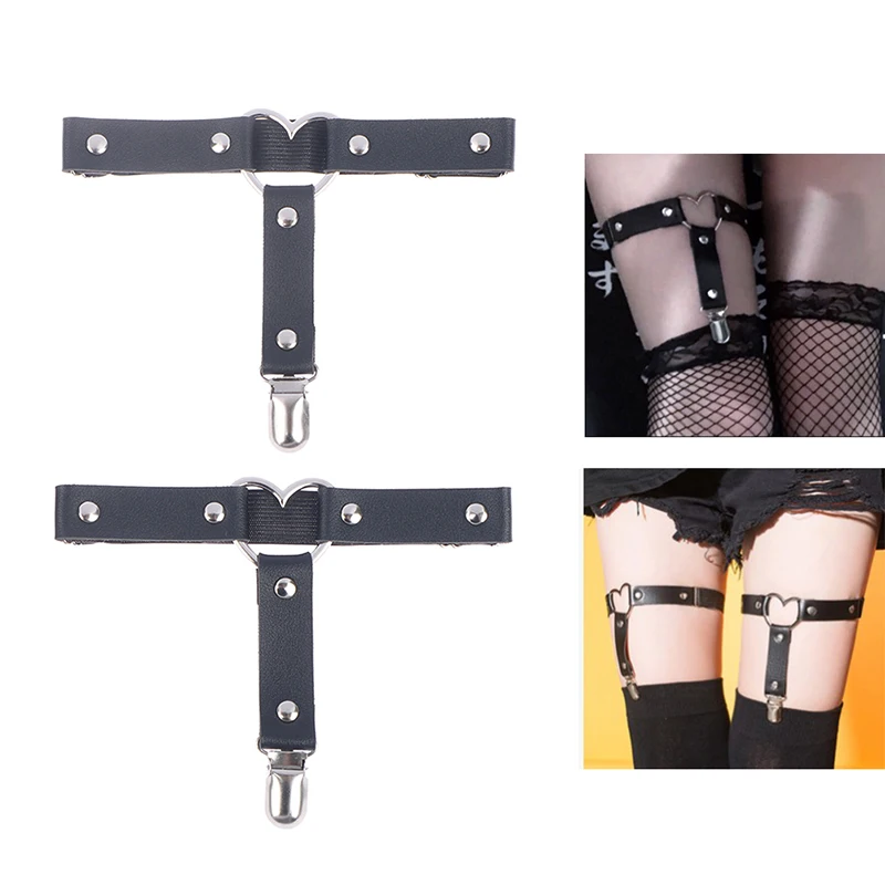 

Women Punk Heart Sexy PU Leather Garter Belt Harajuku Elasticity Body Harness Tight Suspender Strap Leg Harness Bondage Belts