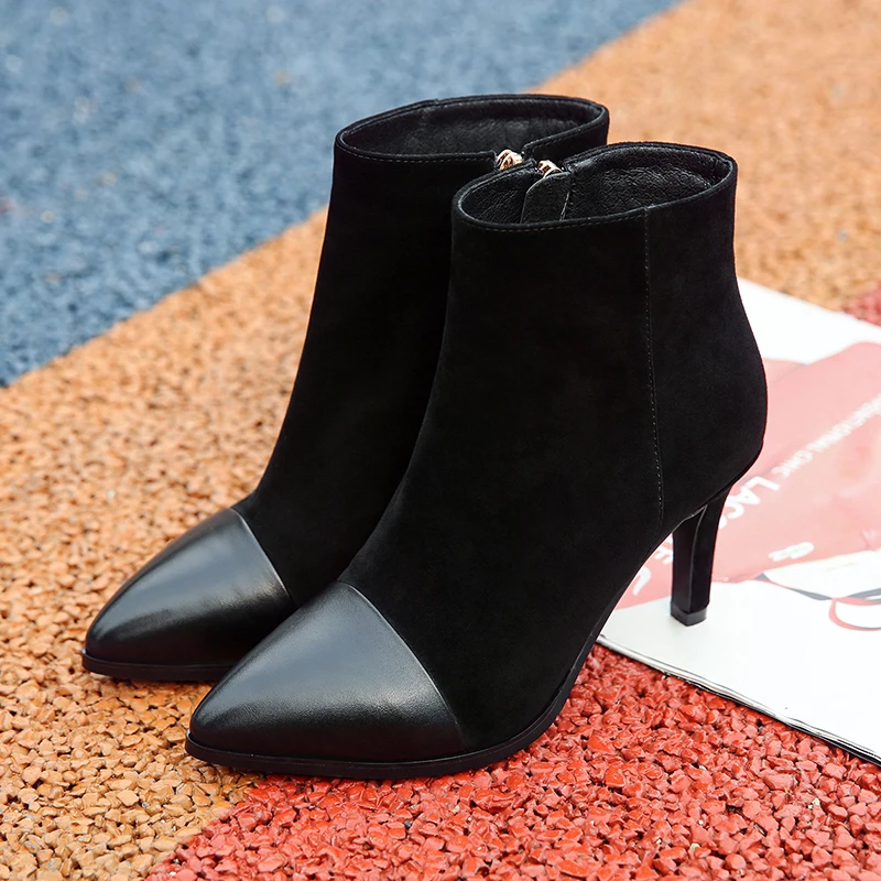 

Полусапожки на тонком высоком каблуке женские сапоги на высоком каблуке Универсальные женские сапоги мартини и ботинки телесного цвета на ...