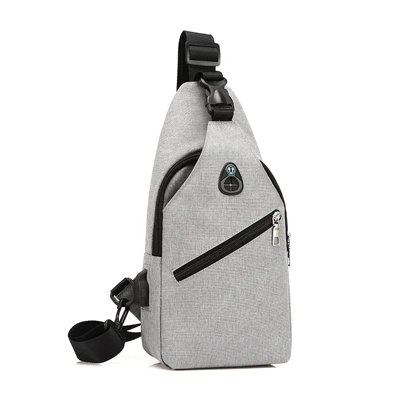

Chest Bag Men's 2020 New Style Casual Sports Shoulder Bag USB Phone Bag Waterproof Oxford Cloth Men's Chest Bag Fashion