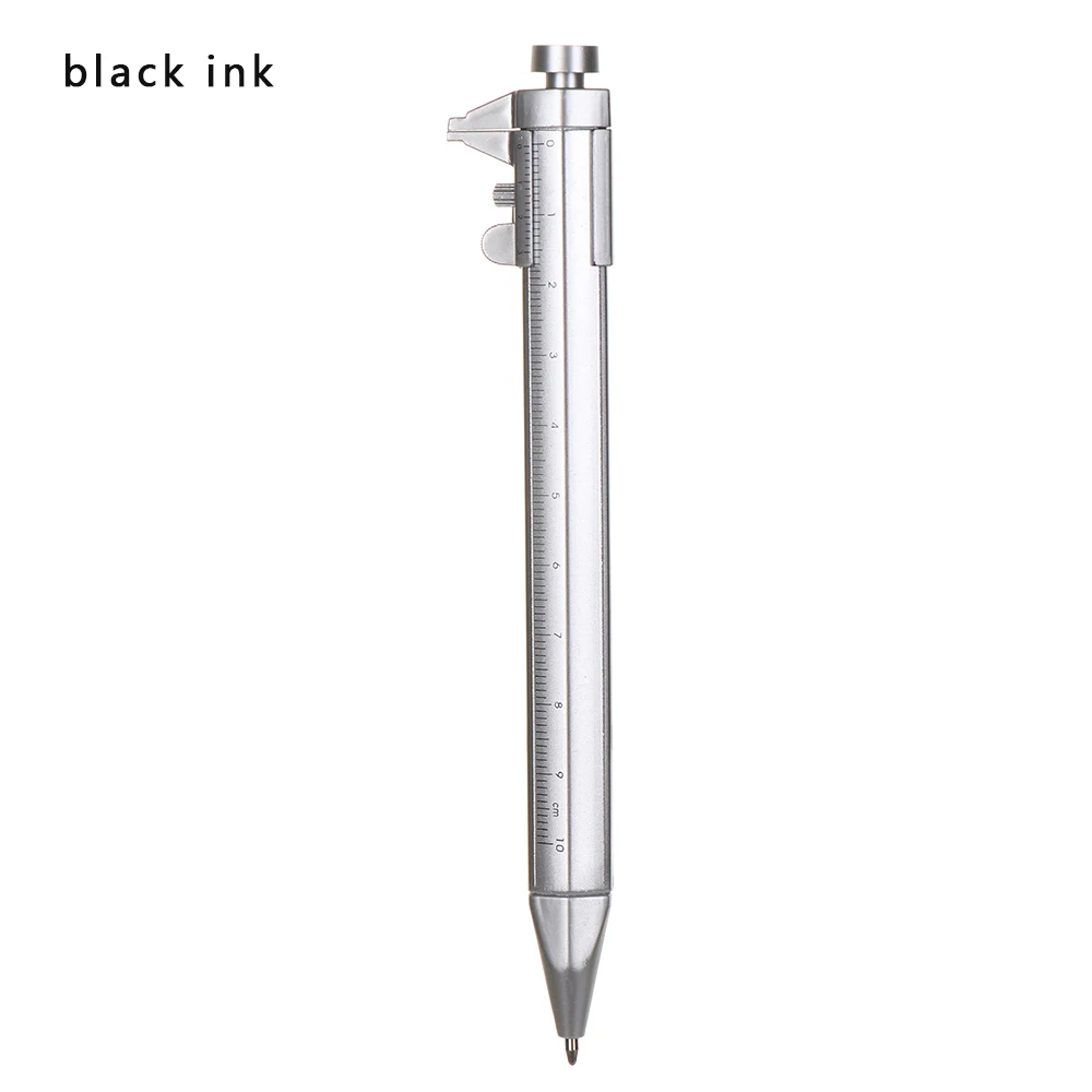 black ink 1 шт 0,5 мм перо пластиковая шариковая ручка нониер Калибр роликовая ручка со шкалой линейка канцелярский измерительный инструмент подарок - Цвет: black ink