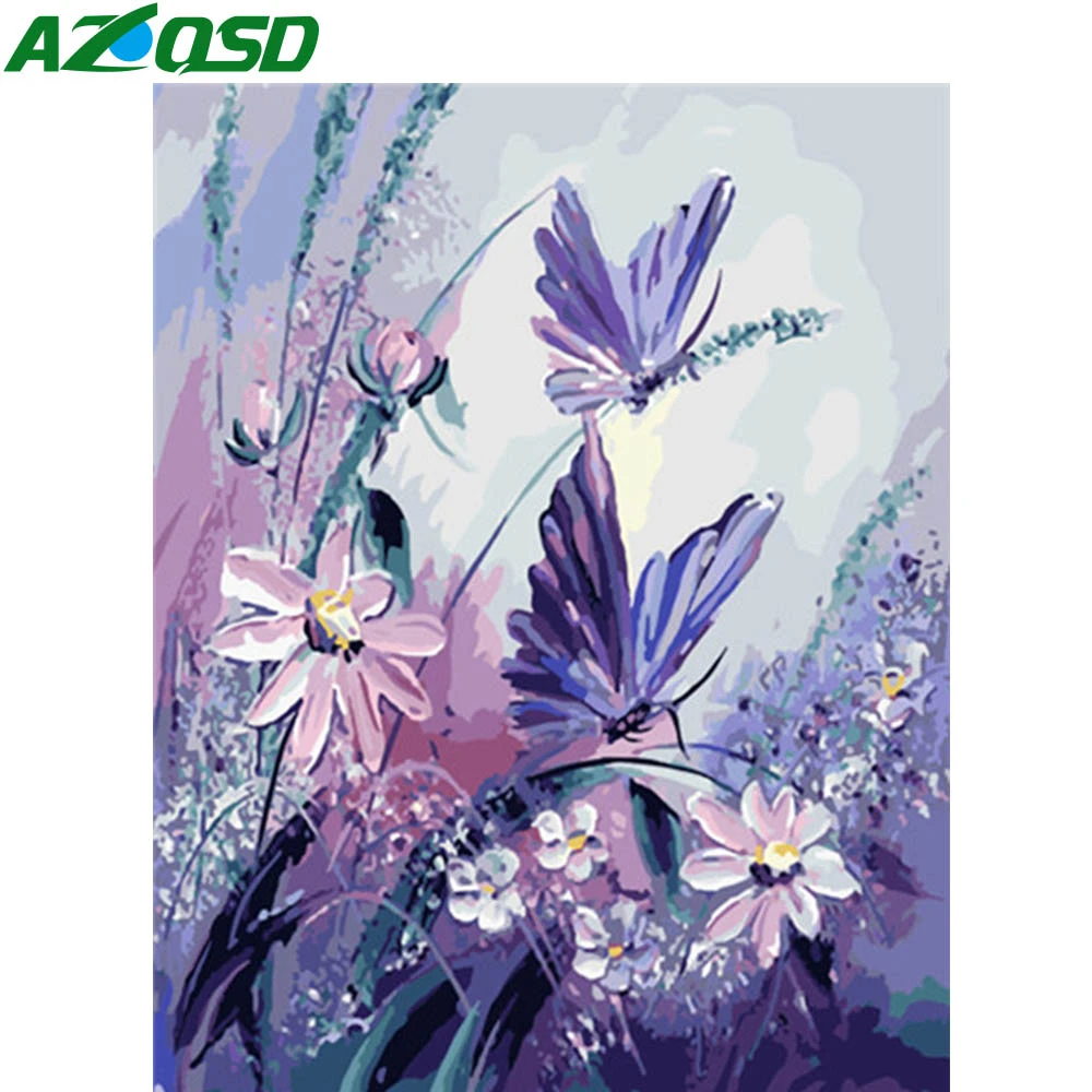 AZQSD краска по номерам животных акриловая DIY украшение масляная ing бабочка на