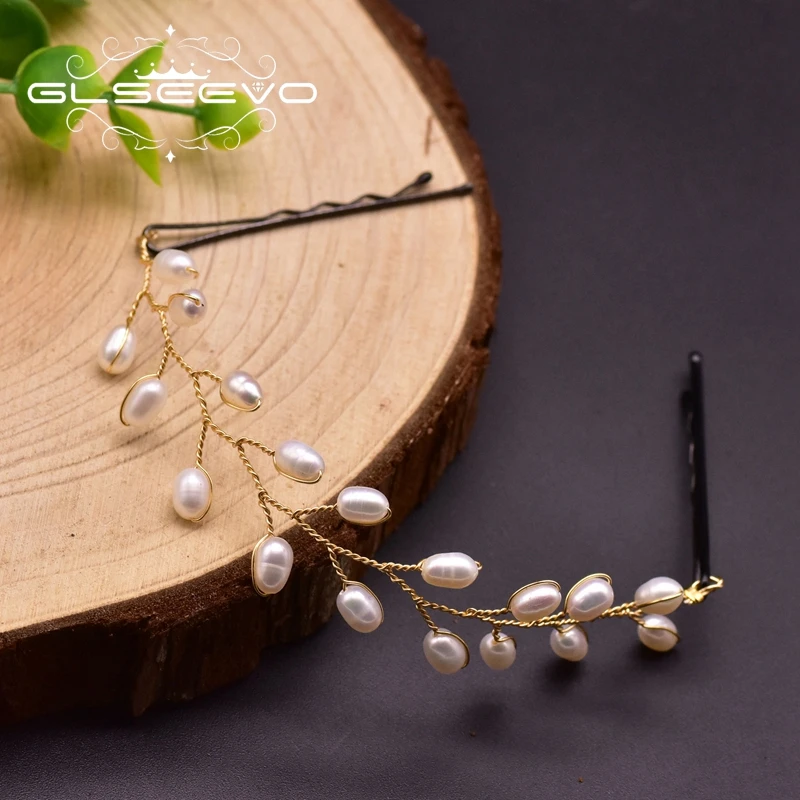 

GLSEEVO Handmade Natural Fresh Water Pearl Headband For Women Girls Wedding Tree Branch Plant Cute Jewlery Fashion Bijoux GH0011