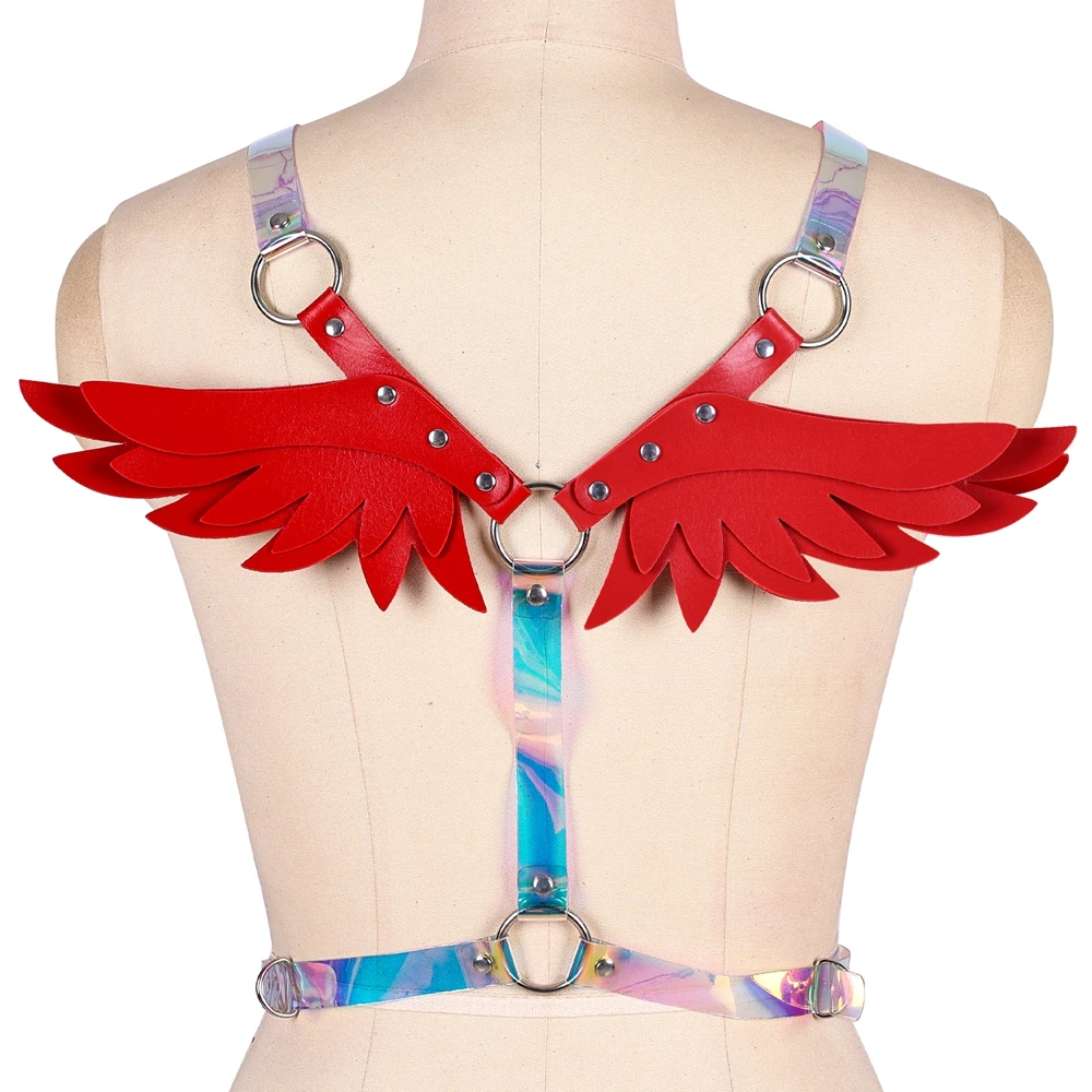 

Женский кожаный бюстгальтер в стиле панк на лямках