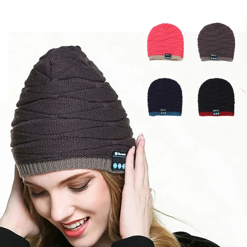 

Wireless Bluetooth Fish Pattern Knitted Velvet Winter Warm Headset Cap Music Call Headphones Hat for Night Running Hat