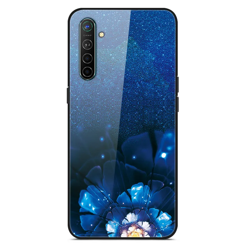 Чехол для Oppo Realme X2, чехол из закаленного твердого стекла для Oppo Realme XT X2 Pro, чехол, мягкий силиконовый бампер с принтом - Цвет: Оранжевый