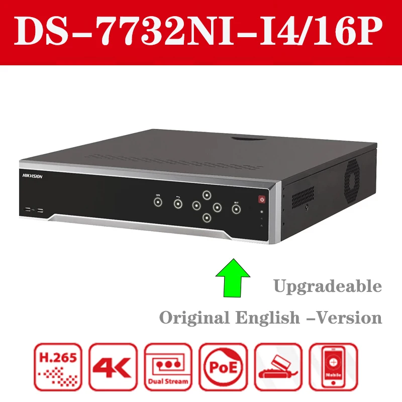 HIKVISION 4K 12MP NVR DS 7732NI I4/16P H265 + 32CH POE Onvi 2 4HDD CCTV видеорегистратор для комплекта IP камеры