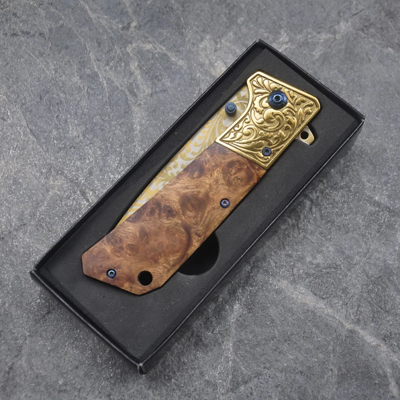 

58HRC Pocket 8cr15mov Blade Wood Handle Folding Knife Hunting Tactical Outdoor Tool Knives for Outdoor Survival Camping Knife