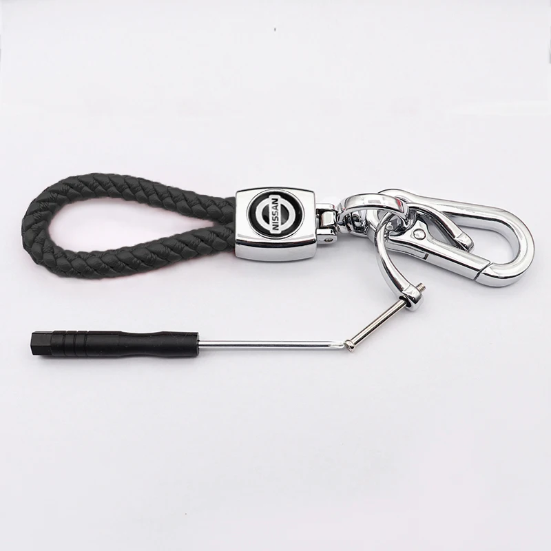 

lanyard for keys fashion creative braided rope metal logo keychain, suitable for NISSAN- DAYZ 370Z GT-R Note sway march Sentra