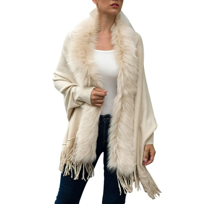 2020 женский элегантный кашемировый свитер с воротником из искусственного лисьего