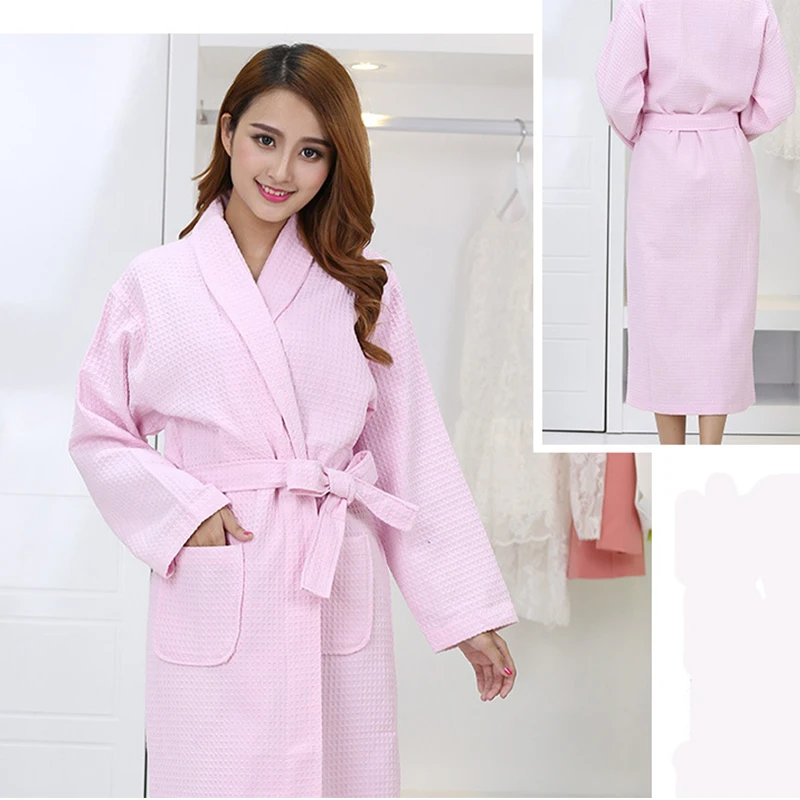 Банный халат с длинным рукавом для взрослых модный синий хлопковый