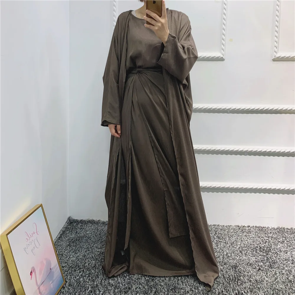 Hot Sale Djellaba Ramadan Muslim Dress 3 Pieces Muslim Suits Elegant Long Islamic Abayas Women Modest Wear Clothing EID Sets