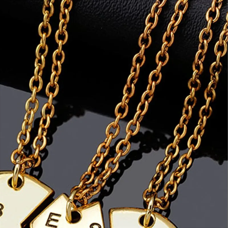 

Fashion 3Pieces Broken Heart Pendant Necklace Chic Best Friends Forever Necklace Good Gift For Your Lover