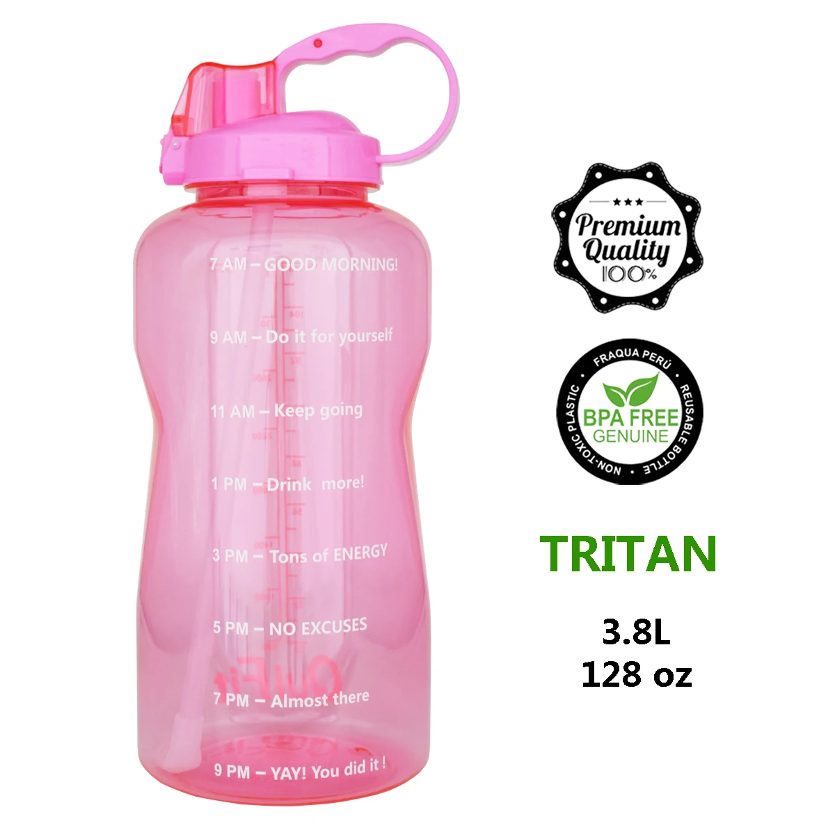 BuildLife Тритан галлон бутылка для воды 128 OZ/64 OZ 3.8L/2L с уникальной шкалой времени/измерения/цели отмечены раз BPA бесплатно Спорт Тренажерный зал