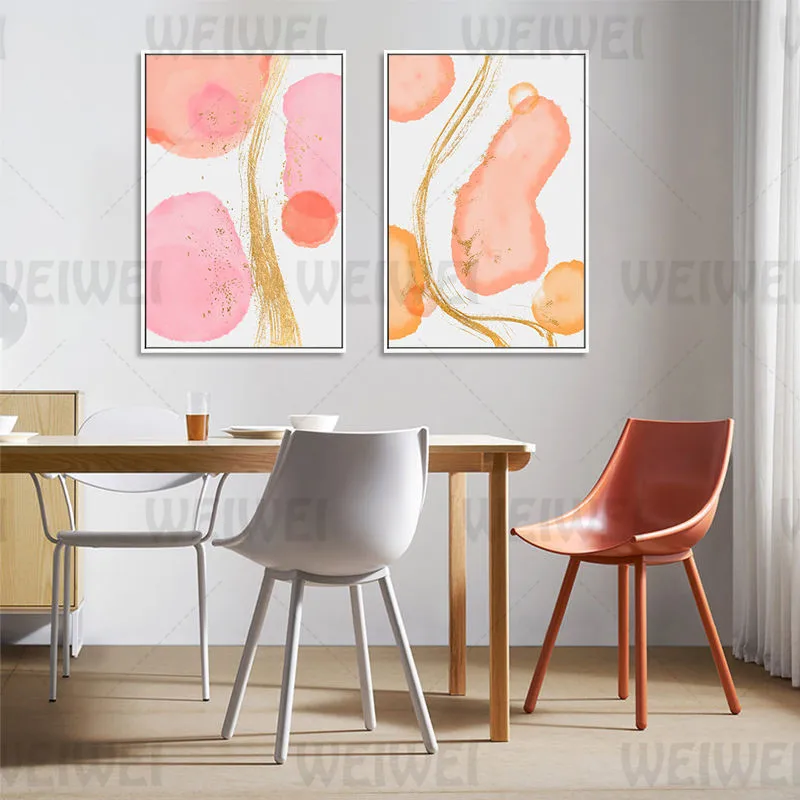 Абстрактная Асимметричная цветная живопись для украшения дома золотые линии