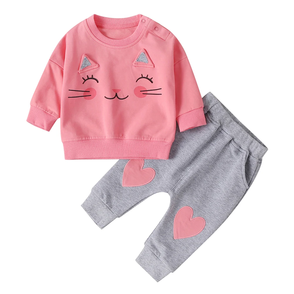 

Spring Baby Girl Clothing Set Cute Cartoon Long Sleeved Hoodie T-Shirt Trousers 0-3Y New Arrival