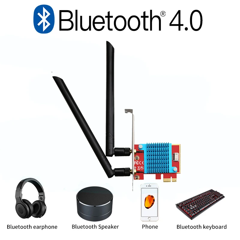1200 Мбит/с беспроводной PCI-e адаптер 802.11ac Bluetooth 4 0 с Intel Wifi карта 2 4G/5 ГГц Настольный PCI