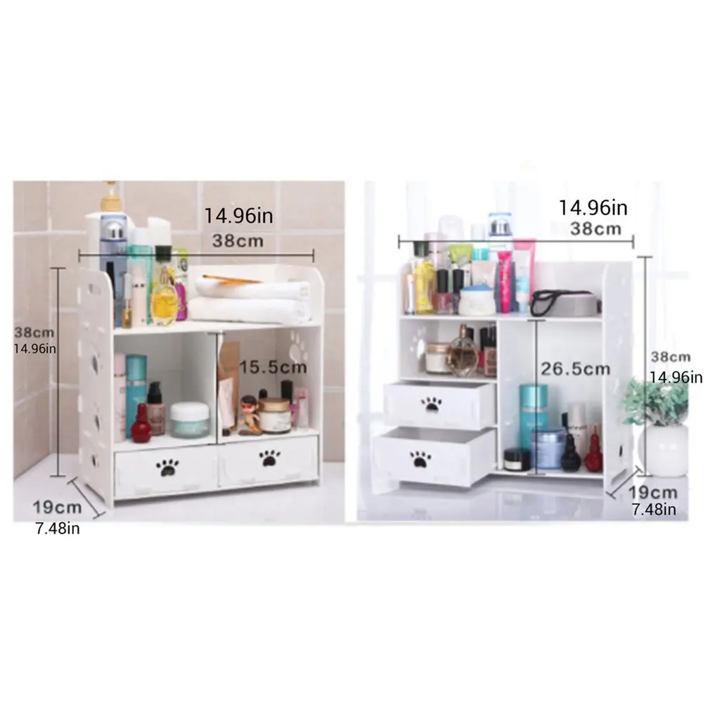 Простой деревянный ящик для хранения косметики ванной и спальни настольный