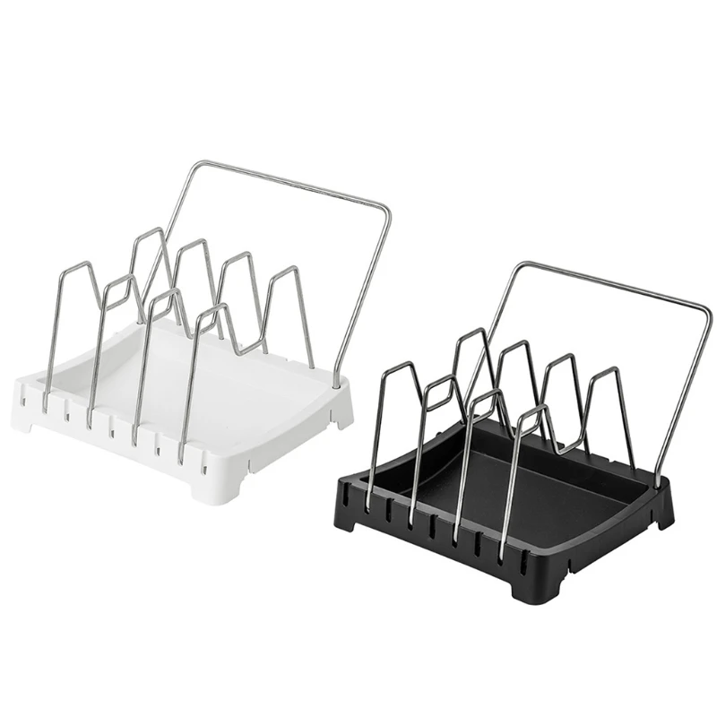 

Home Adjustable Drying Pan Pot Rack Cover Anti-fall Metal Lid Rest Stand Holder Multifunction Kitchen Pan Organizer