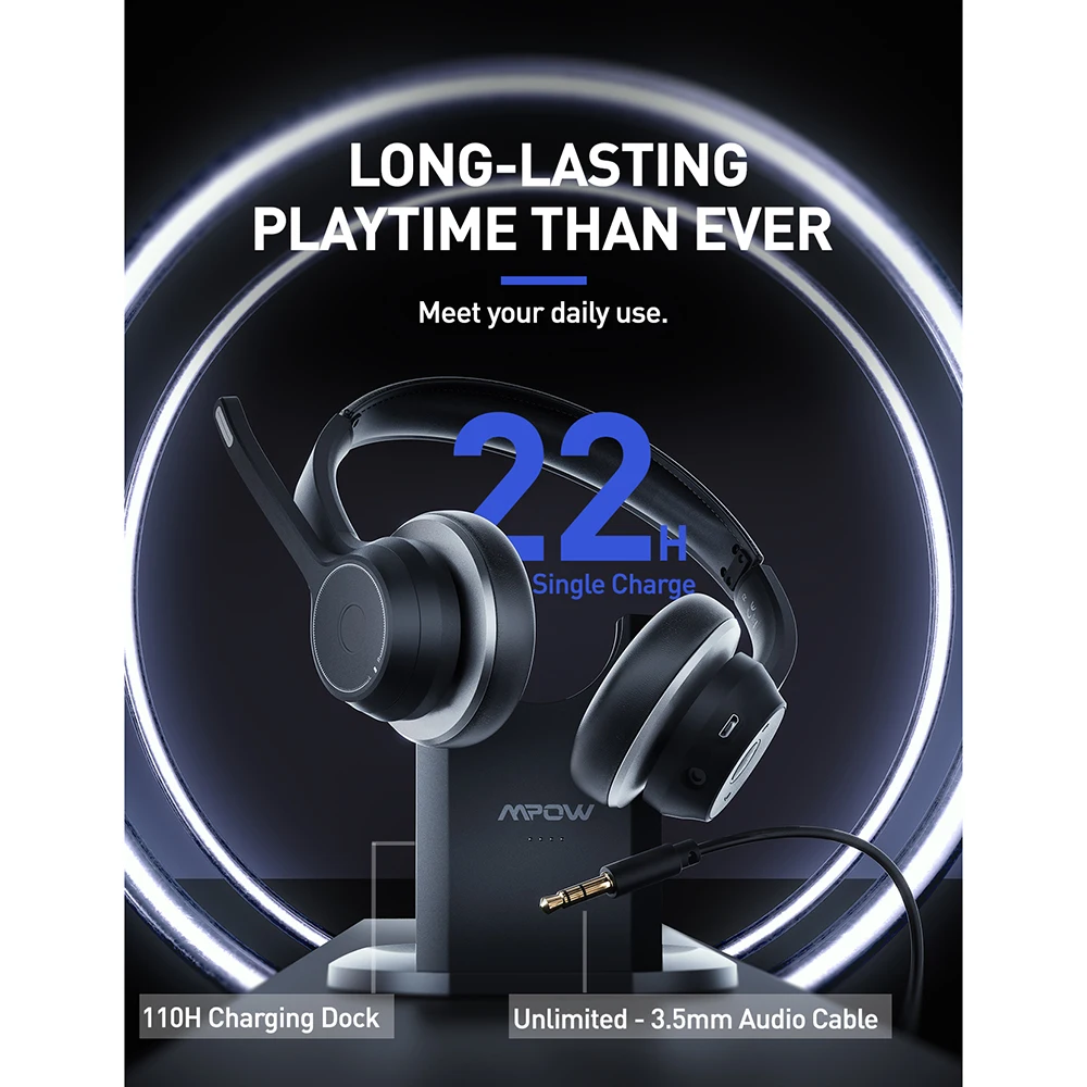 Mpow HC5 Pro офисные беспроводные наушники с зарядным устройством Bluetooth 5 0 Dual CVC8.0