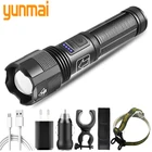 Тактифонарь светодиодный фонарик yunmai, масштабируемый фонарик xhp70.2 для охоты, питание от батарейки 18650 AAA, зарядка через Usb, высокое качество