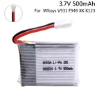 1 шт. 3,7 в 500 мАч 25C LiPo батарея для Wltoys V931 F949 XK K123 6Ch Запчасти для радиоуправляемого вертолета 1S 902540 3,7 V для V931 F949