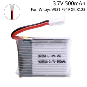 1 шт. 3,7 в 500 мАч 25C LiPo батарея для Wltoys V931 F949 XK K123 6Ch Запчасти для радиоуправляемого вертолета 1S 902540 3,7 V для V931 F949