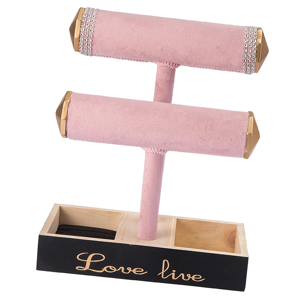 

2 Tiers T-Bar Jewelry Display Stand for Bangle Bracelet Watch Ring Organizer