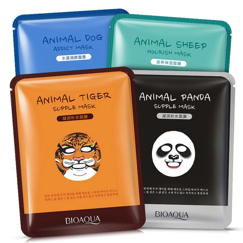 BIOAQUA 12pcs Skin Care Sheep/Panda/Dog/Tiger Facial Mask Moisturizing Cute Animal Face Masks |