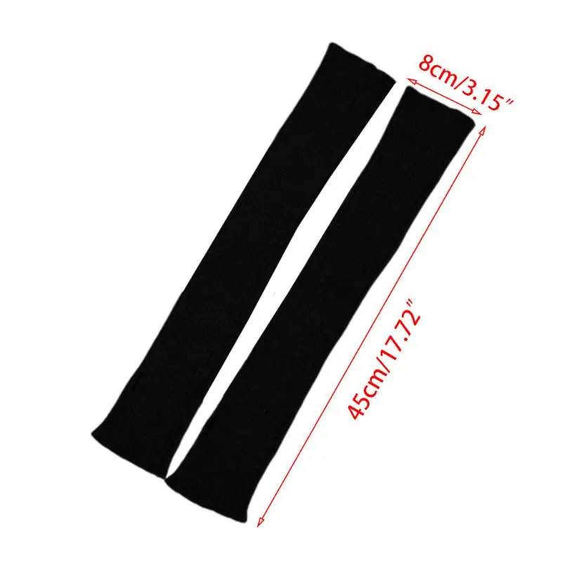 

Womens Winter Ribbed Knit Long Fingerless Gloves Over Elbow Arm Warmer Sleeve