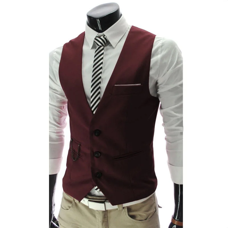 

2021 New Arrival Dress Vests Mens Suit Vest Male Waistcoat For Men Slim Fit Gilet Homme Casual Sleeveless Formal Business Jacket