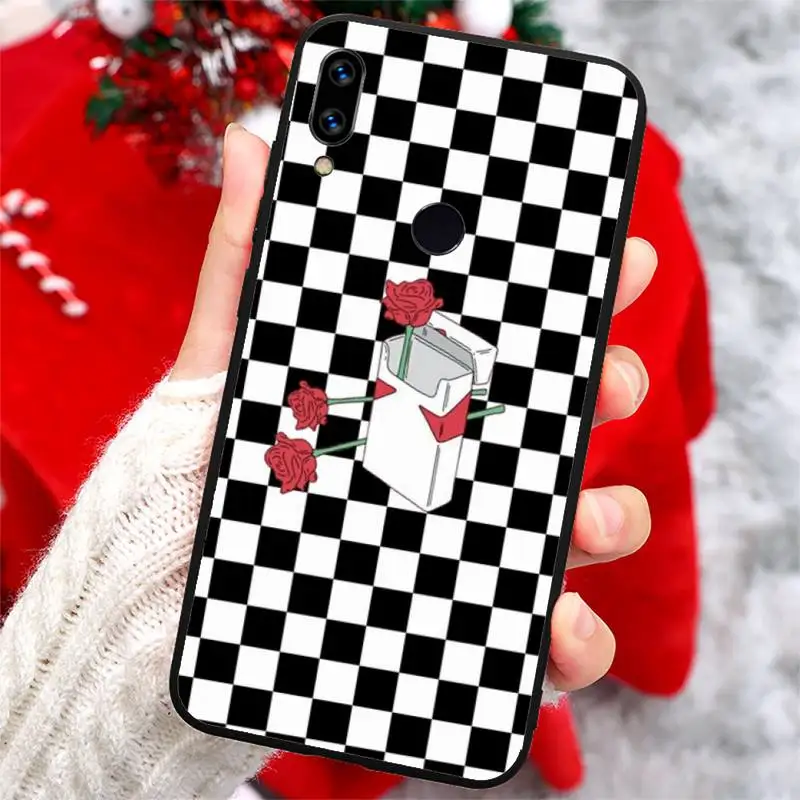 

Black white checkeredboard art Phone Case For Xiaomi Redmi note 7 8 9 t k30 max3 9 s 10 pro lite